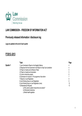 Law Commission – Freedom of Information Act