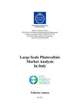 Large Scale Photovoltaic Market Analysis in Italy