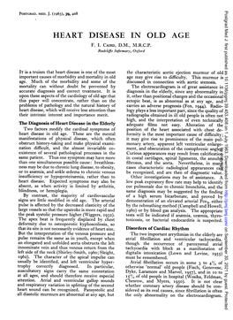 Heart Disease in Old Age F