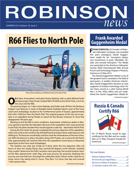 R66 Flies to North Pole Guggenheim Medal