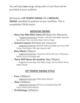 Medium Swing up Tempo Swing Style