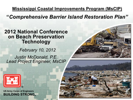 “Comprehensive Barrier Island Restoration Plan” 2012 National