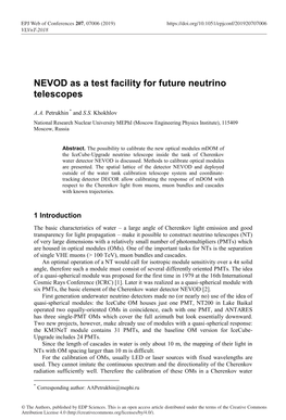 NEVOD As a Test Facility for Future Neutrino Telescopes