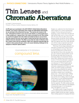 Thin Lensesand Chromatic Aberrations