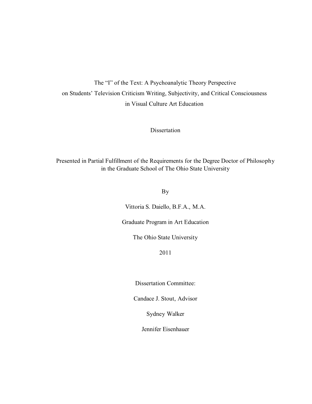 The “I” of the Text: a Psychoanalytic Theory Perspective on Students