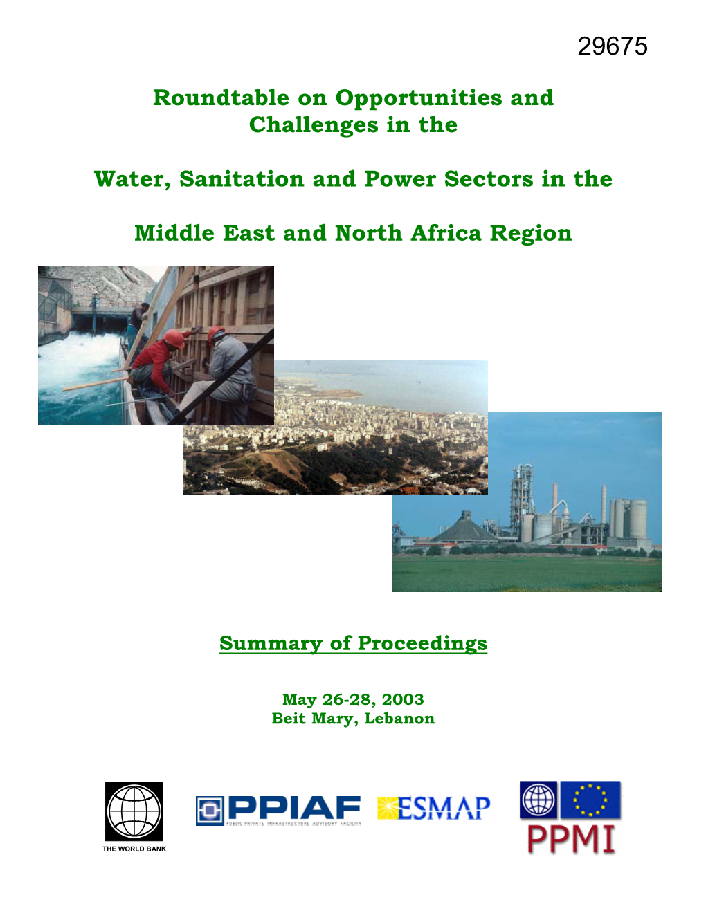 Roundtable on Opportunities and Challenges in the Water, Sanitation