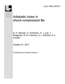 Adiabatic Index in Shock-Compressed Be
