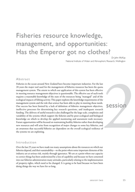 Fisheries Resource Knowledge, Management, and Opportunities