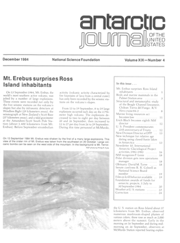 Mt. Erebus Surprises Ross Island Inhabitants in This Issue Mt