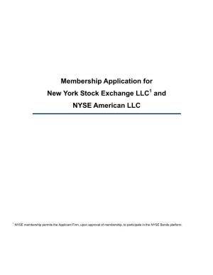 Membership Application for New York Stock Exchange LLC and NYSE