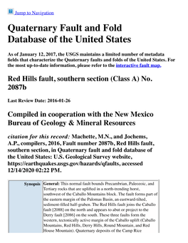 Quaternary Fault and Fold Database of the United States