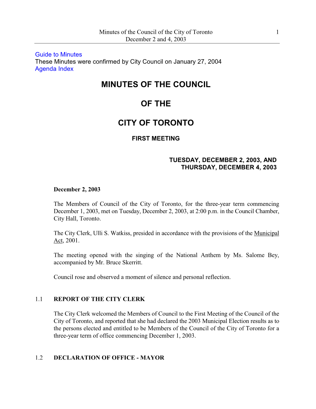 These Minutes Are Subject to Confirmation by City Council
