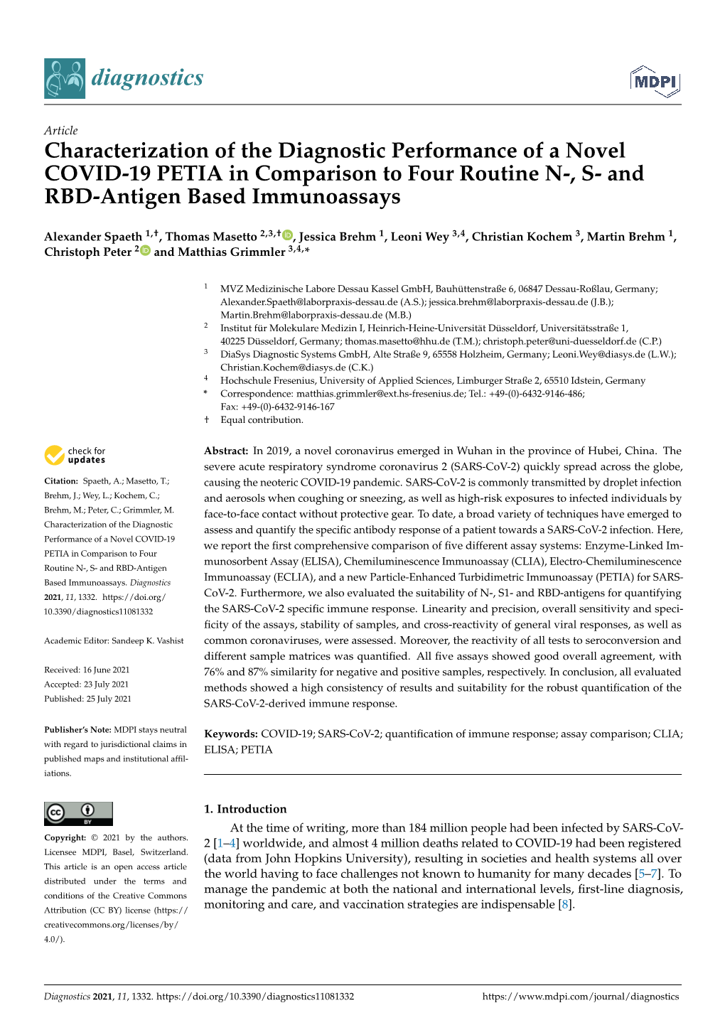 And RBD-Antigen Based Immunoassays