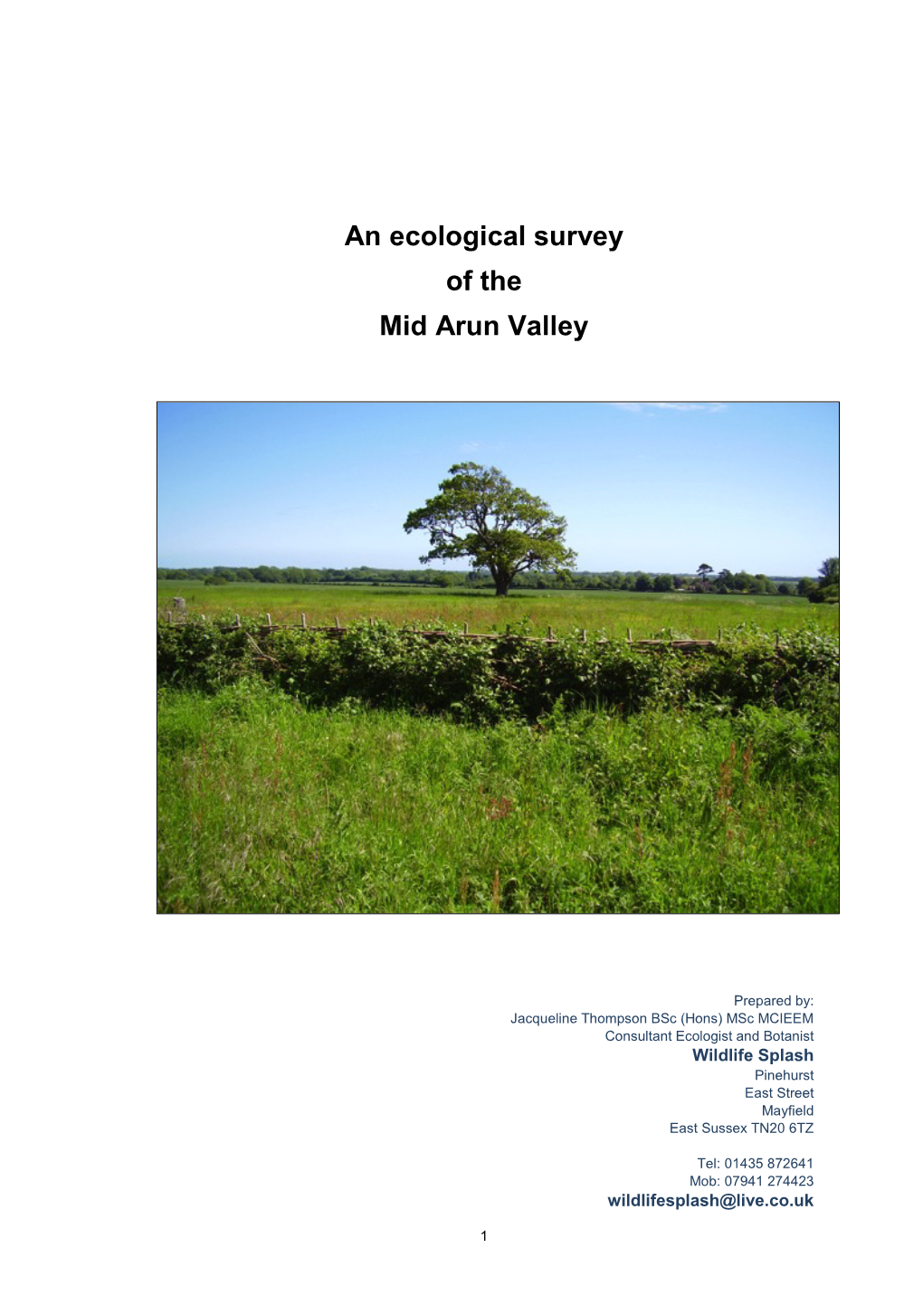 An Ecological Survey of the Mid Arun Valley