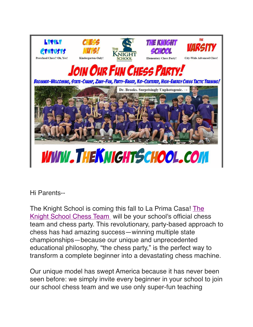 The Knight School Chess Team Will Be Your School's Officia