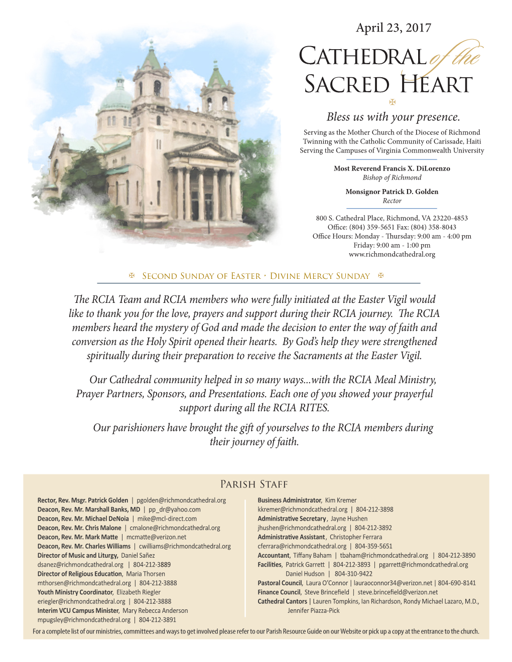 April 23, 2017 Cathedral of the Sacred Heart @ Bless Us with Your Presence