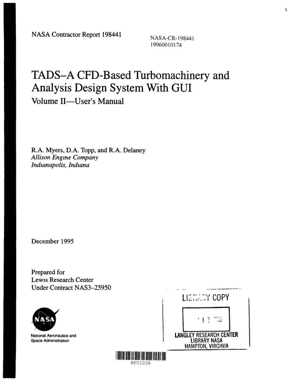 TADS-A CFD-Based Turbomachinery and Analysis Design System with Aui Volume II-User's Manual