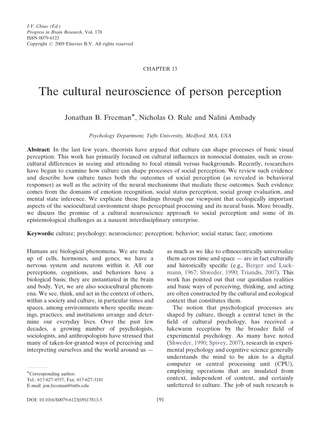 The Cultural Neuroscience of Person Perception