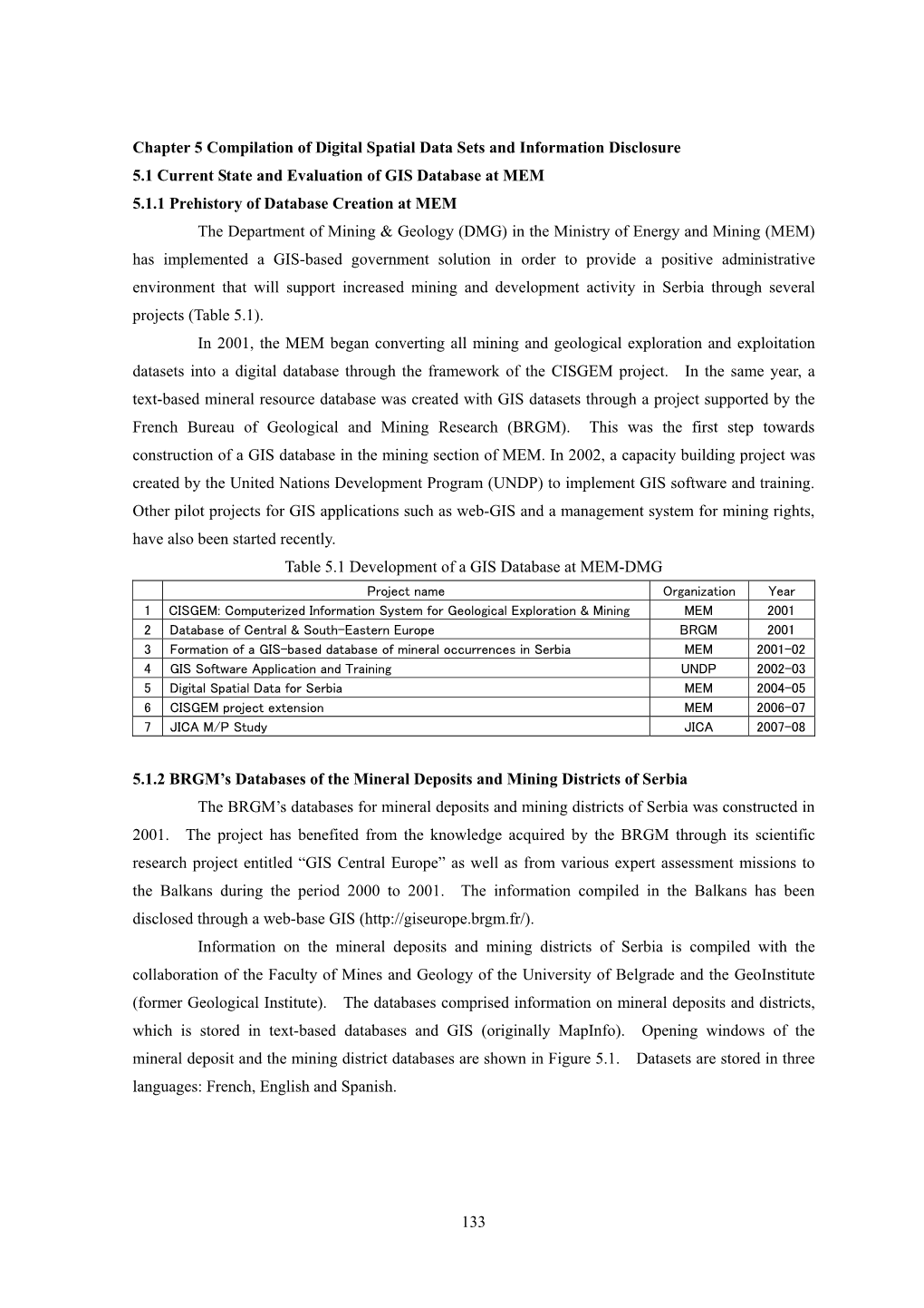 133 Chapter 5 Compilation of Digital Spatial Data Sets and Information