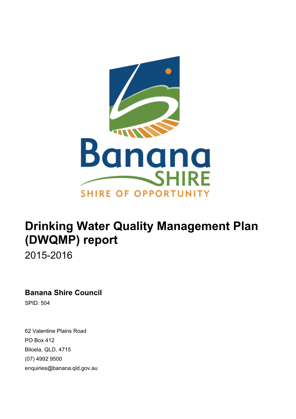 Drinking Water Quality Management Plan (DWQMP) Report 2015-2016