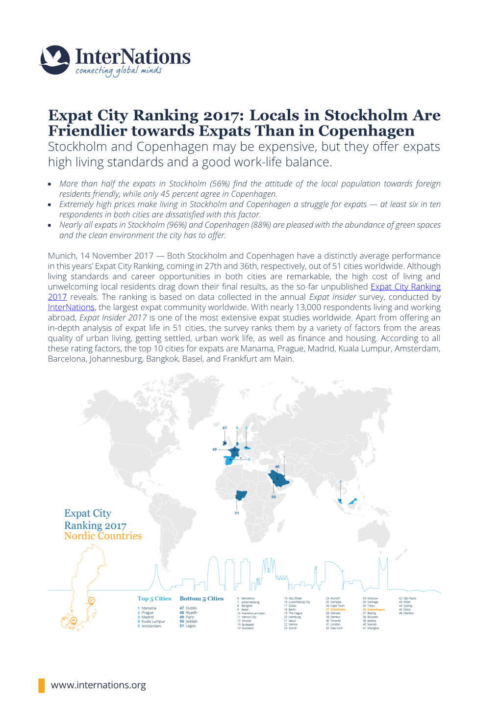 Expat City Ranking 2017: Locals in Stockholm Are Friendlier Towards