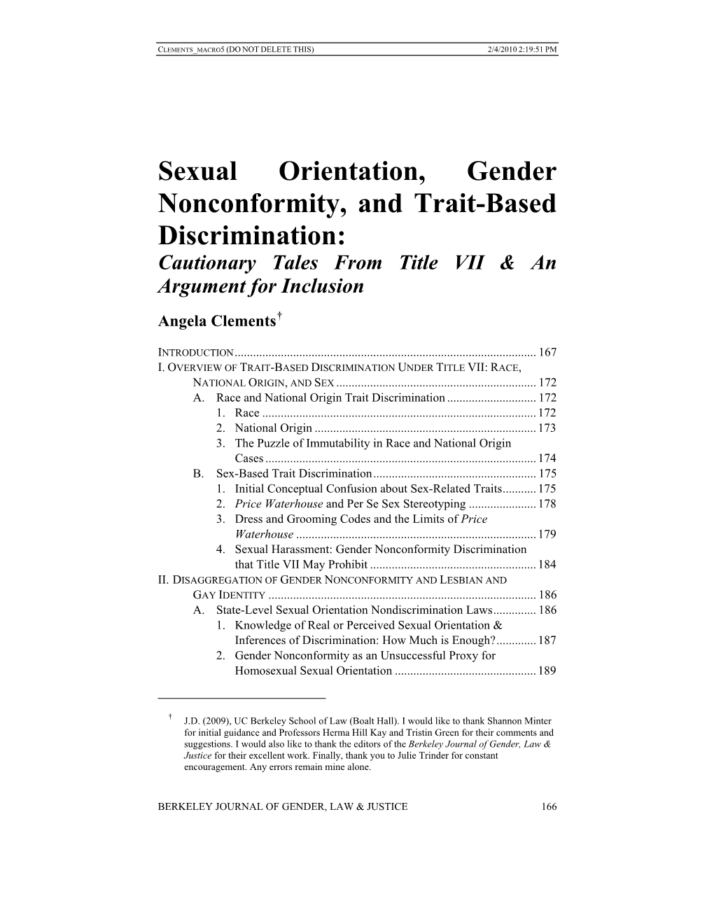 Sexual Orientation, Gender Nonconformity, and Trait-Based