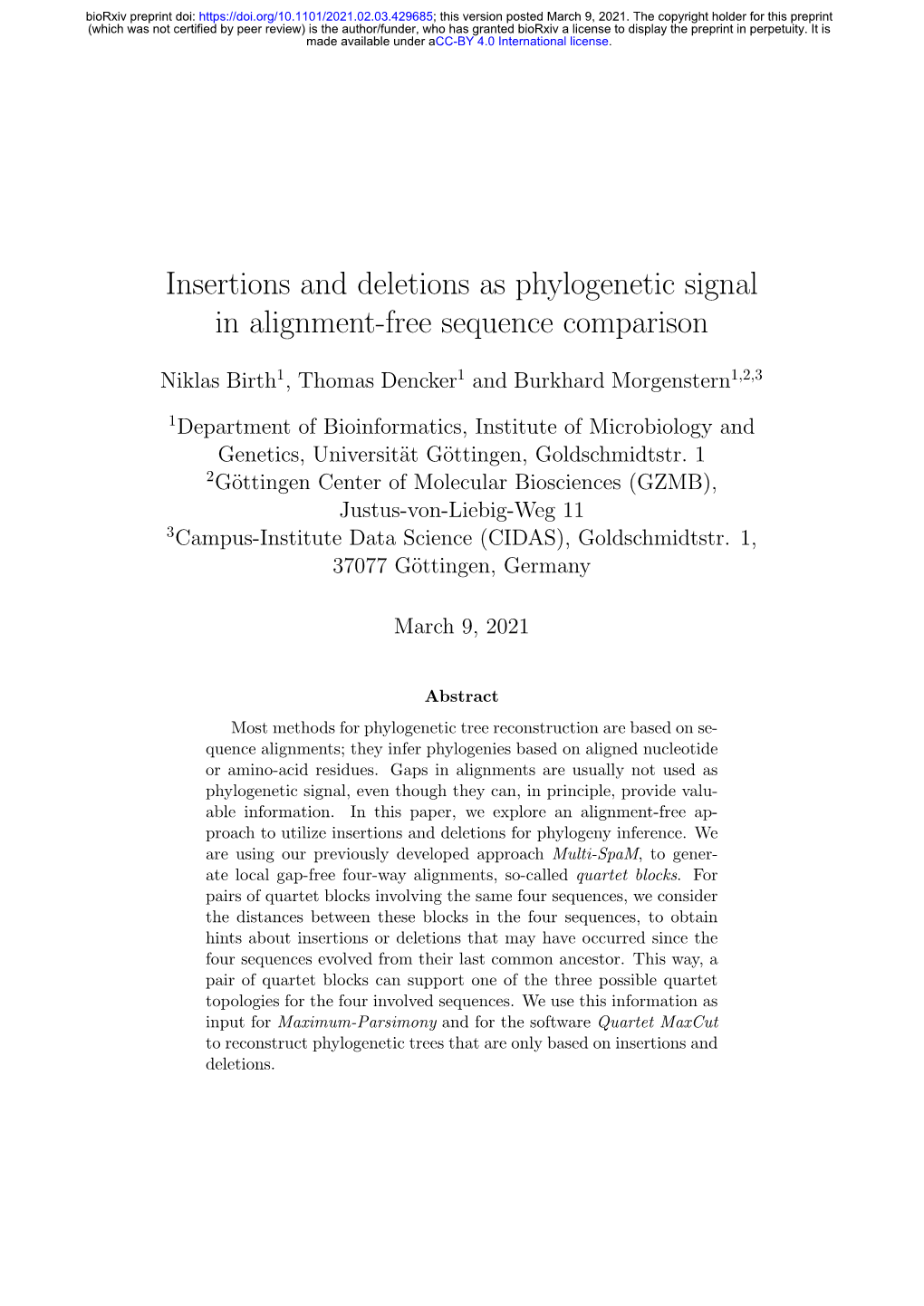 Insertions and Deletions As Phylogenetic Signal in Alignment-Free Sequence Comparison