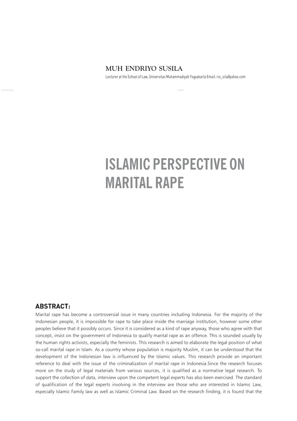 Islamic Perspective on Marital Rape