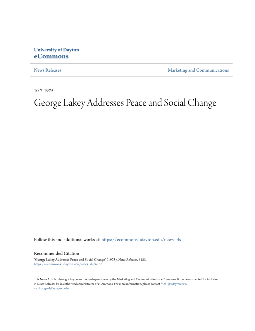 George Lakey Addresses Peace and Social Change