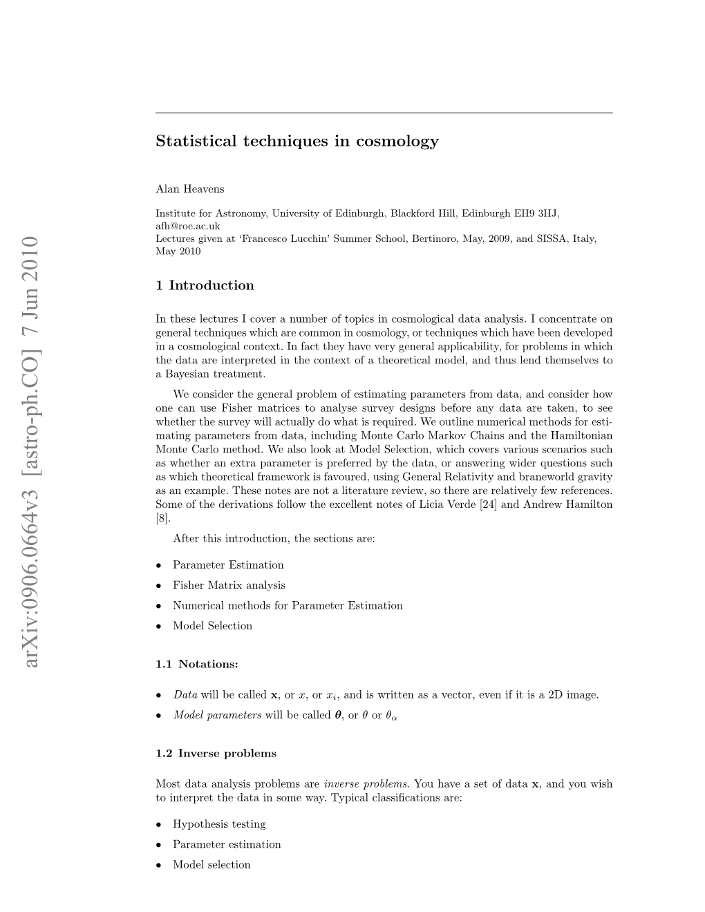 Arxiv:0906.0664V3 [Astro-Ph.CO] 7 Jun 2010 1.1 Notations