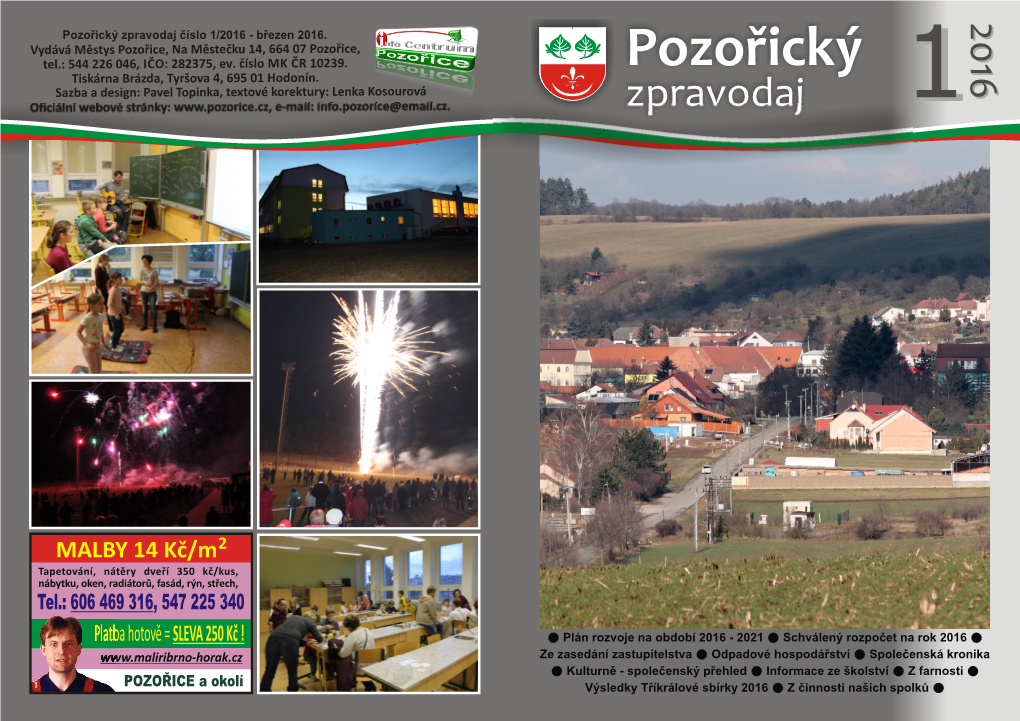 Pozořický Zpravodaj Číslo 1/2016 - Březen 2016