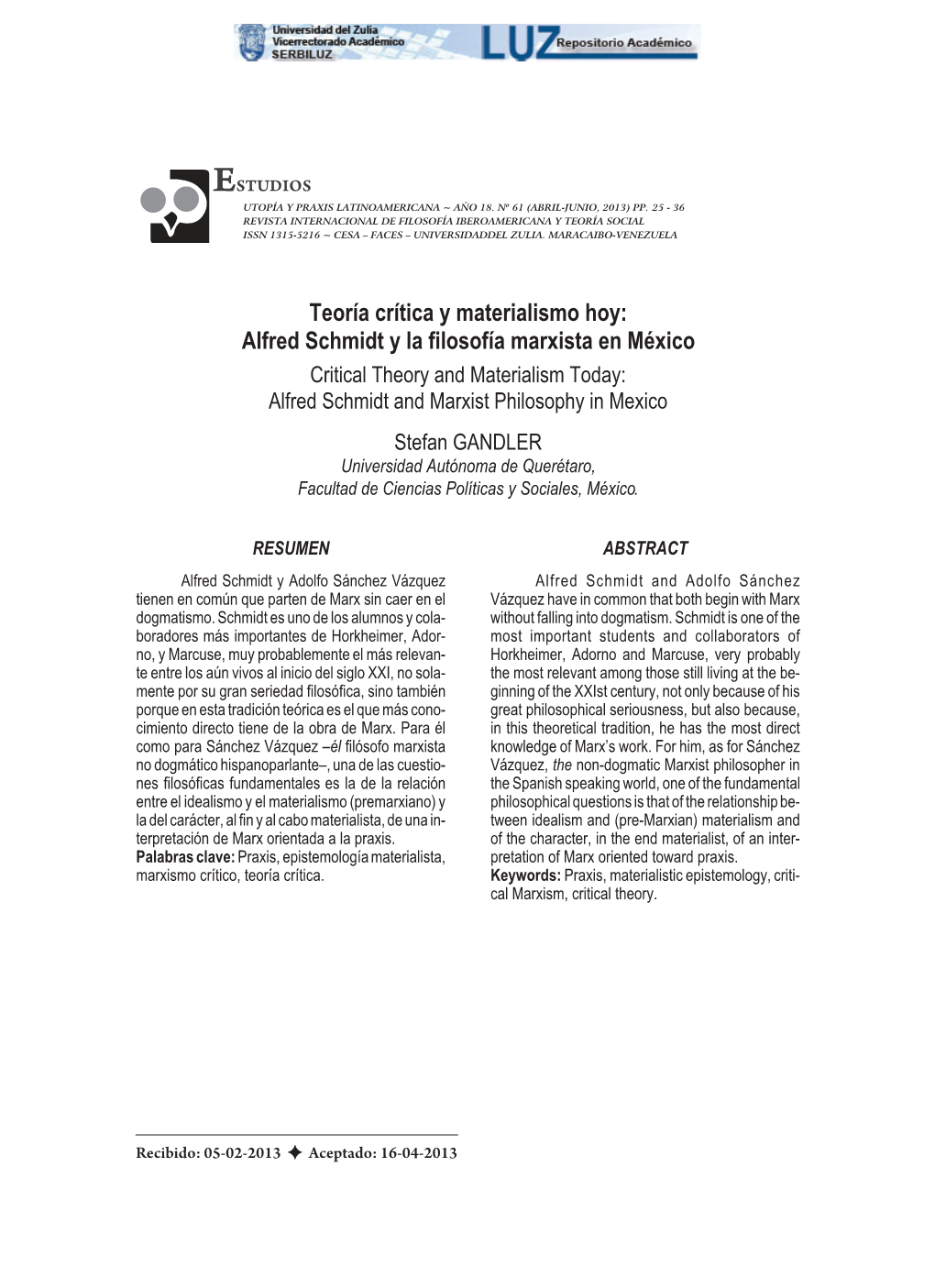 Alfred Schmidt Y La Filosofía Marxista En México