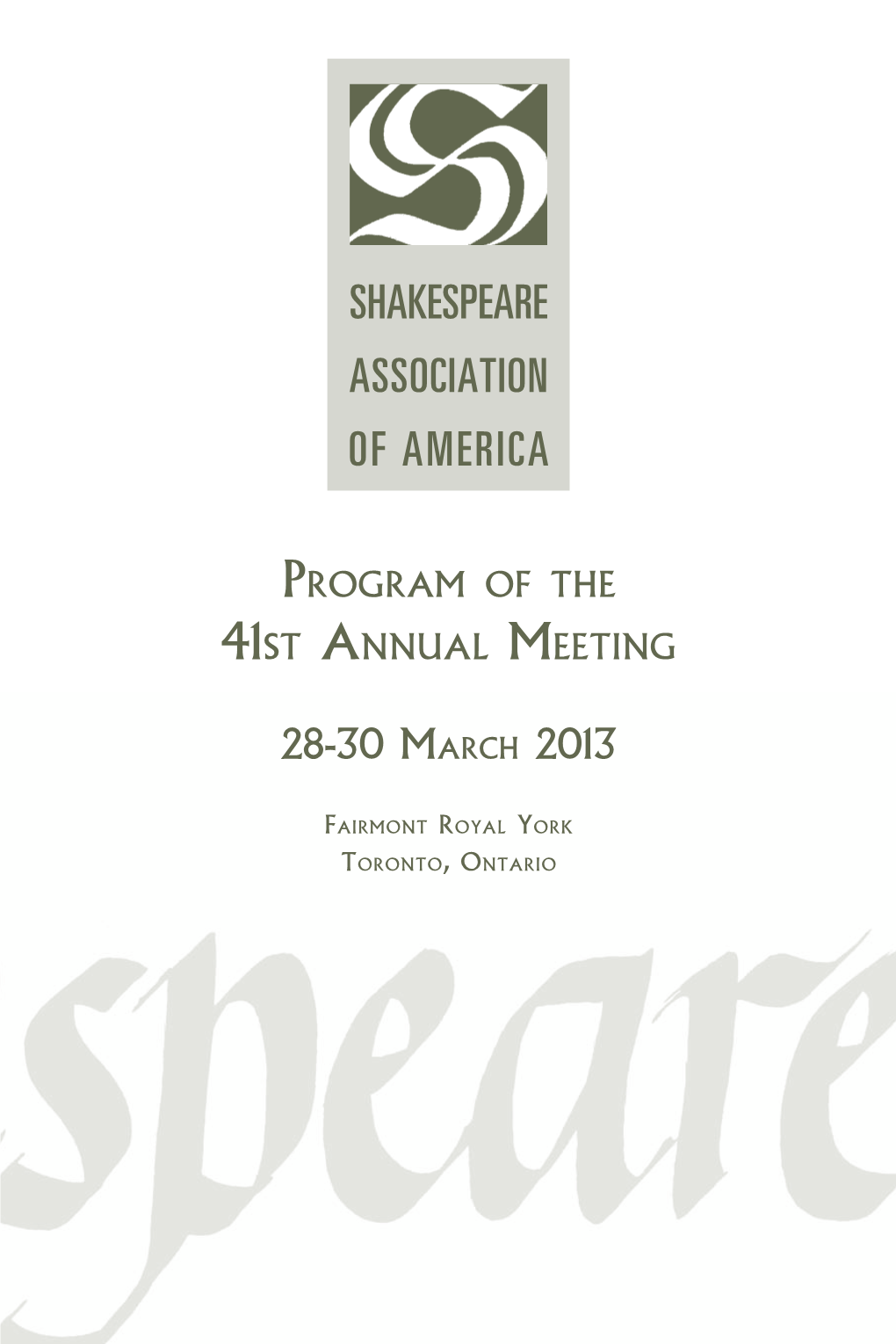 41St Annual Meeting in Toronto, Ontario, 2013