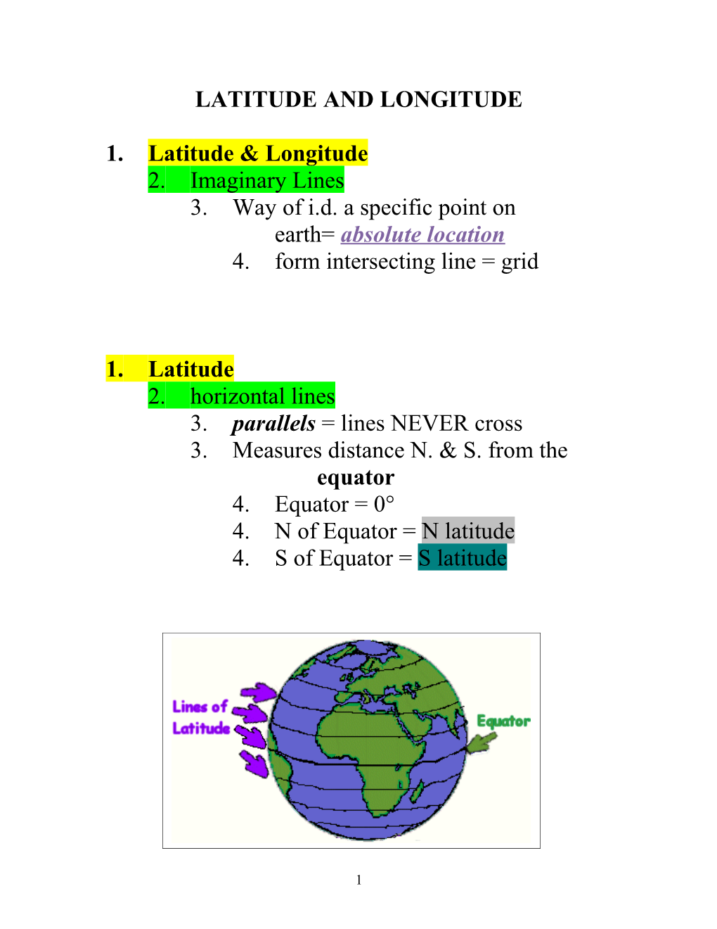 Latitude and Longitude