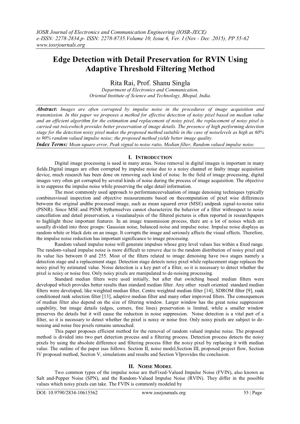 Edge Detection with Detail Preservation for RVIN Using Adaptive Threshold Filtering Method