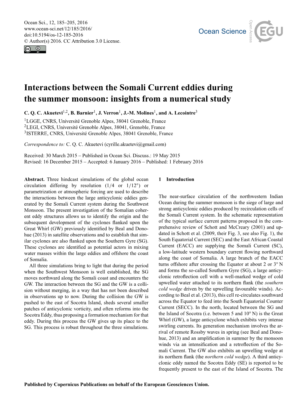 Interactions Between the Somali Current Eddies During the Summer Monsoon: Insights from a Numerical Study