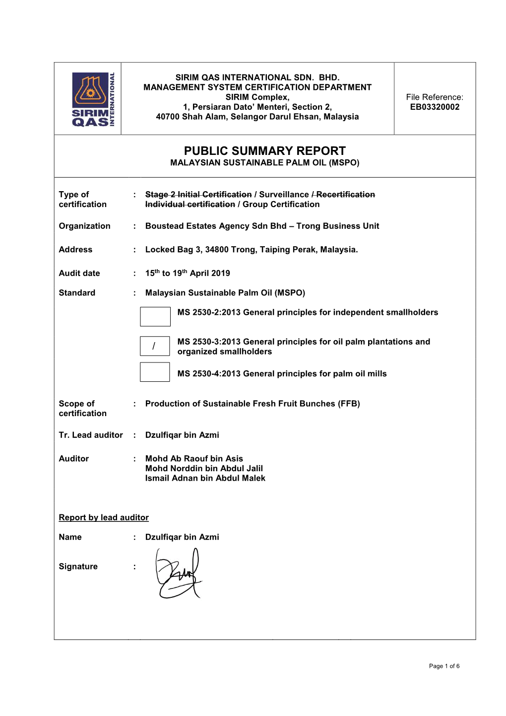 MS 2530-3:2013 General Principles for Oil Palm Plantations and Organized Smallholders