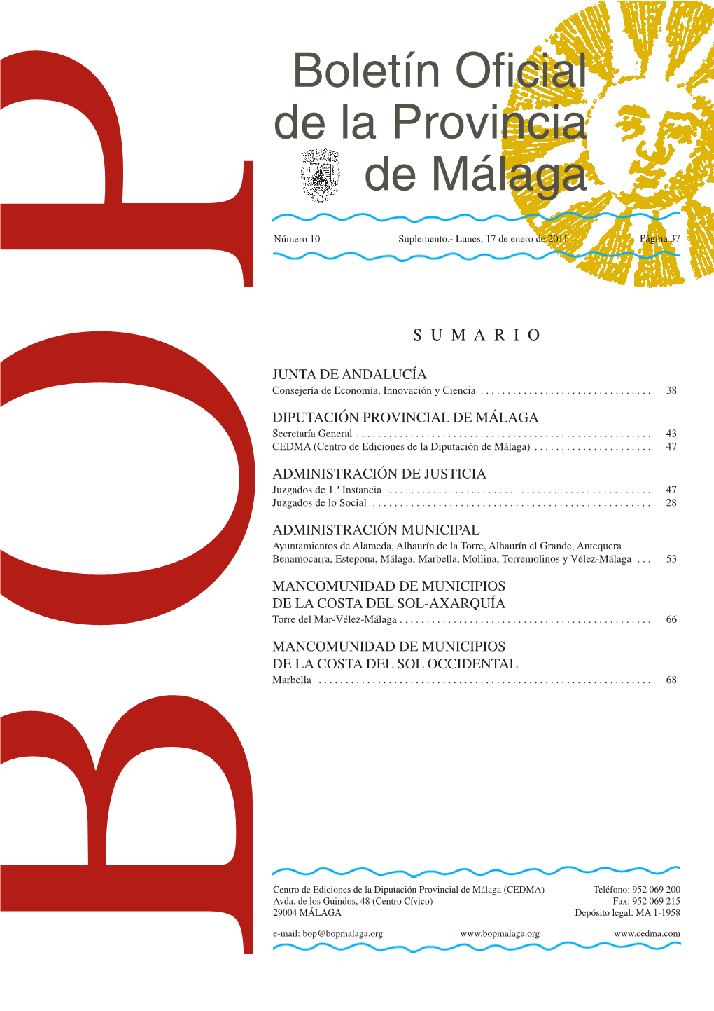 Pboletín Oficial De La Provincia De Málaga