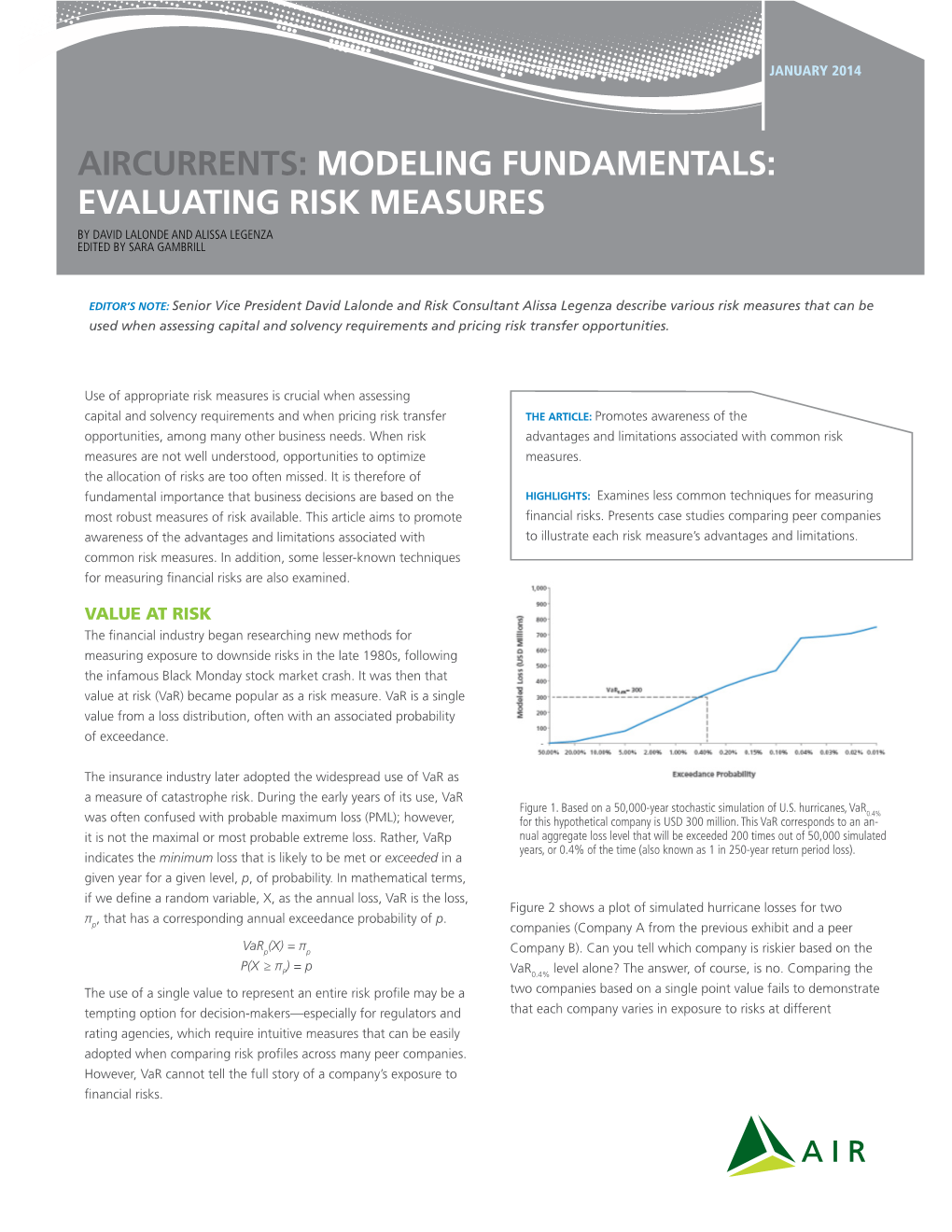 Modeling Fundamentals: Evaluating Risk Measures