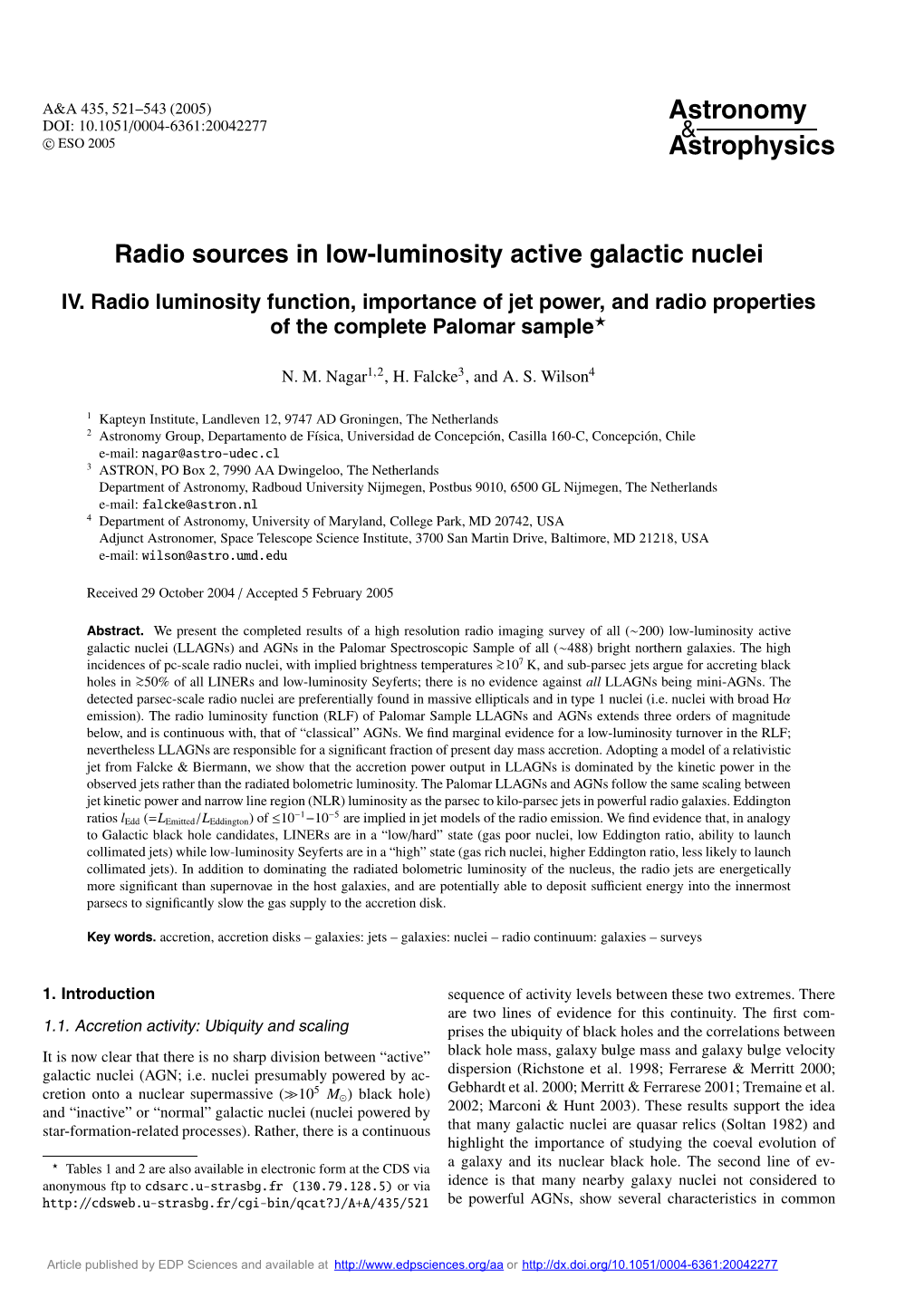 Radio Sources in Low-Luminosity Active Galactic Nuclei