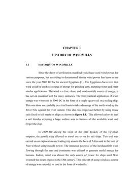 Chapter 1 History of Windmills