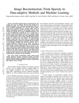 Image Reconstruction: from Sparsity to Data-Adaptive Methods and Machine Learning