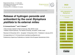 H2O2 Dynamics in Stylophora