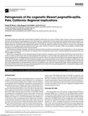 RESEARCH Petrogenesis of the Cogenetic