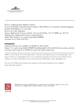 Adapting Early Modern Ireland Reviewed Work(S): Contested Island: Ireland, 1460-1630 by S.J