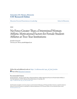 Athletic Motivational Factors for Female Student-Athletes at Two-Year Institutions" (2018)