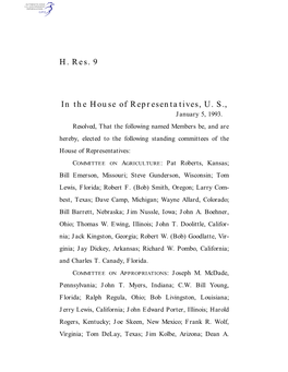 H. Res. 9 in the House of Representatives, U