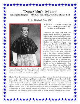 "Dagger John" (1797-1864) Bishop John Hughes — 4Th Bishop and 1St Archbishop of New York