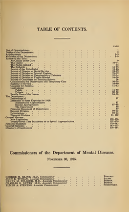Annual Report of the Commissioner of Mental Diseases for the Year Ending