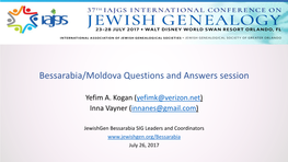 Bessarabia/Moldova Questions and Answers Session